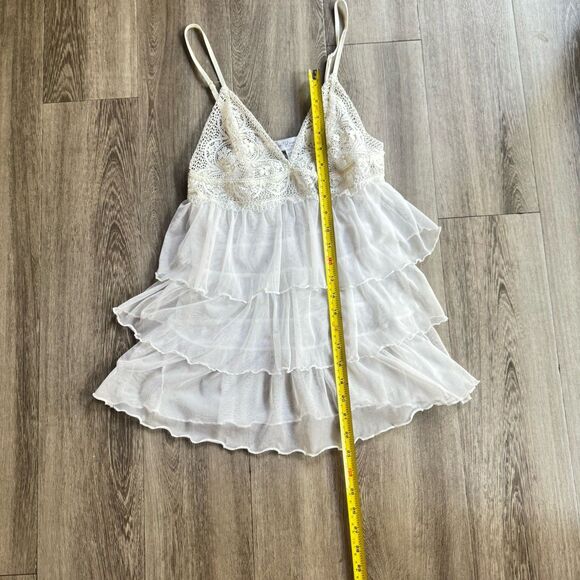 In The Bloom by Janquil Lilly Tiered Babydoll Chemise In Ivory Size S/P Romantic - Picture 3 of 9
